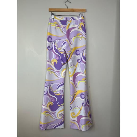 NWT L'Agence Lane Flared Purple Trouser Light Orchid Multi Saint Martin Size: 0 - Picture 7 of 8